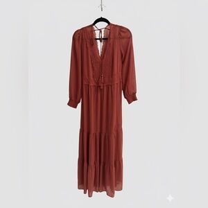 Lovestitch Rust-Colored Tiered Maxi Dress